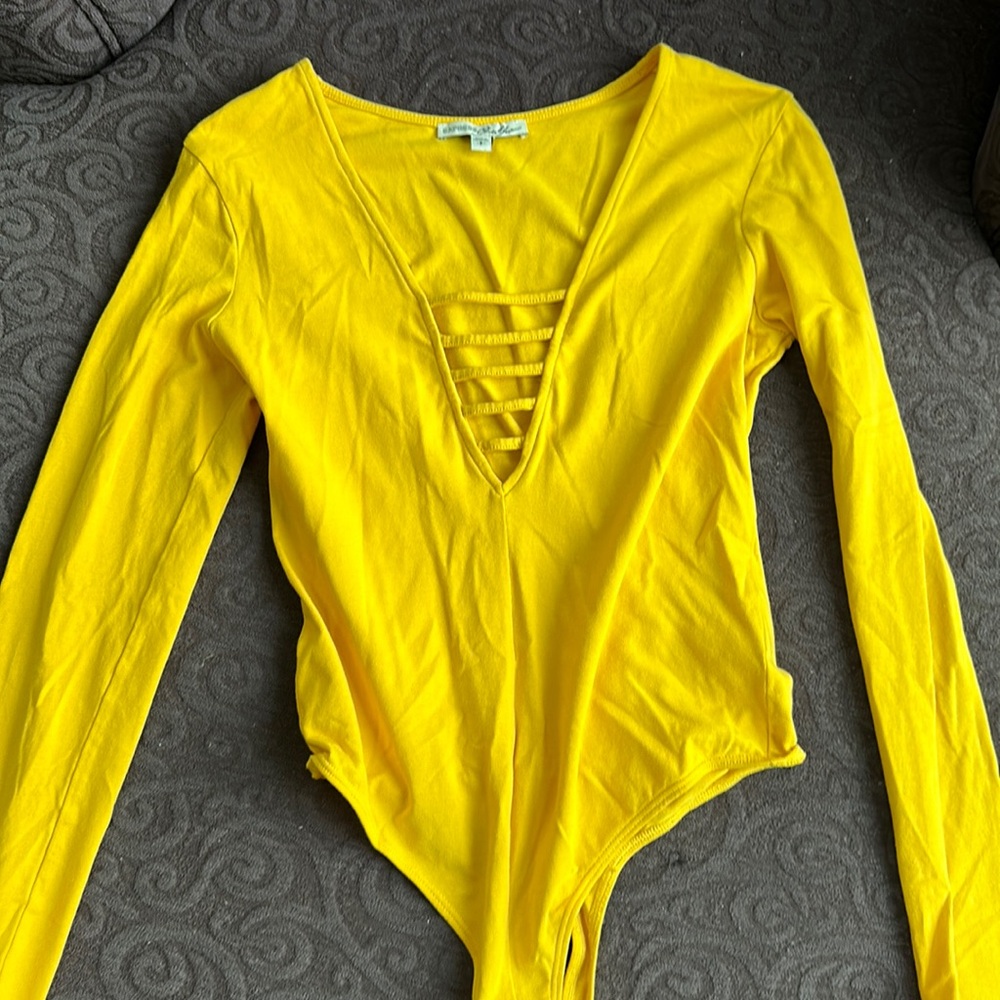 Women’s Express yellow long sleeve bodysuit